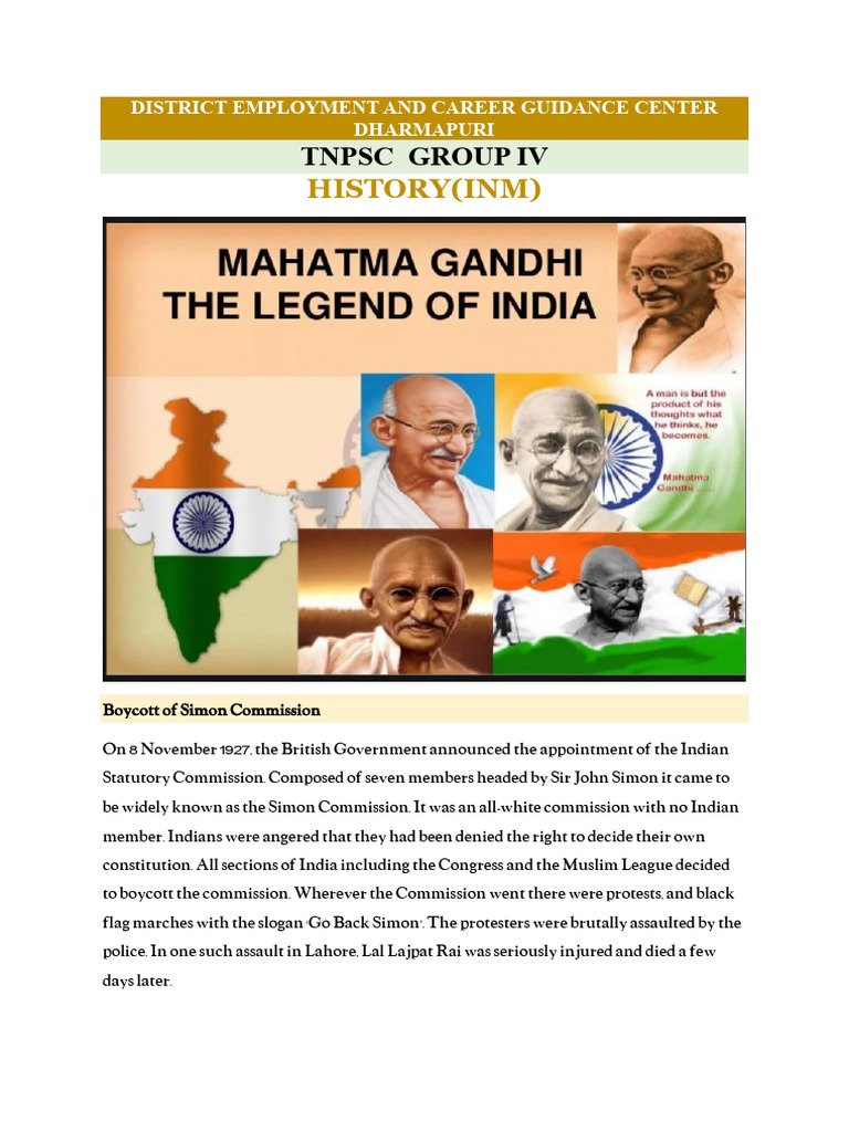 TNPSC Group IV History: Simon Commission | PDF | Partition Of India ...