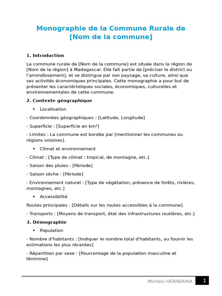 Monographie de la Commune Rurale | PDF | Agriculture | Énergie renouvelable