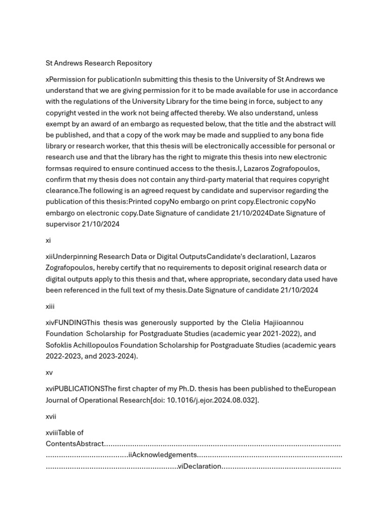 St Andrews Thesis Publication Permission | PDF | Dependent And ...