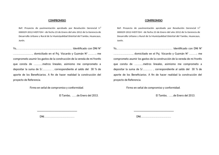 Acta Compromiso | PDF