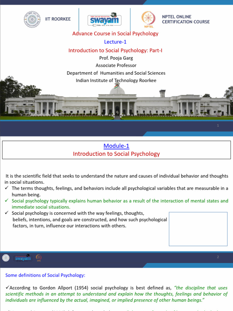 Module 1 - INTRODUCTION TO PSYCHOLOGY - Part 1 | PDF | Social ...
