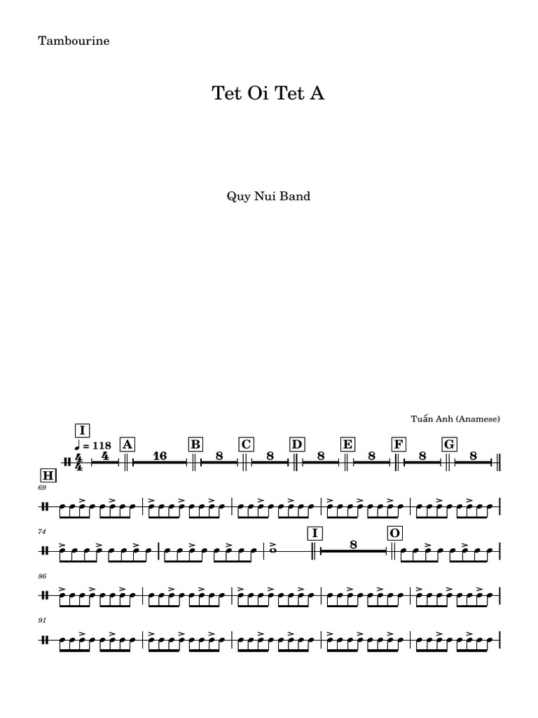 Tết Ơi Tết À Score Band 1-Tambourine | PDF
