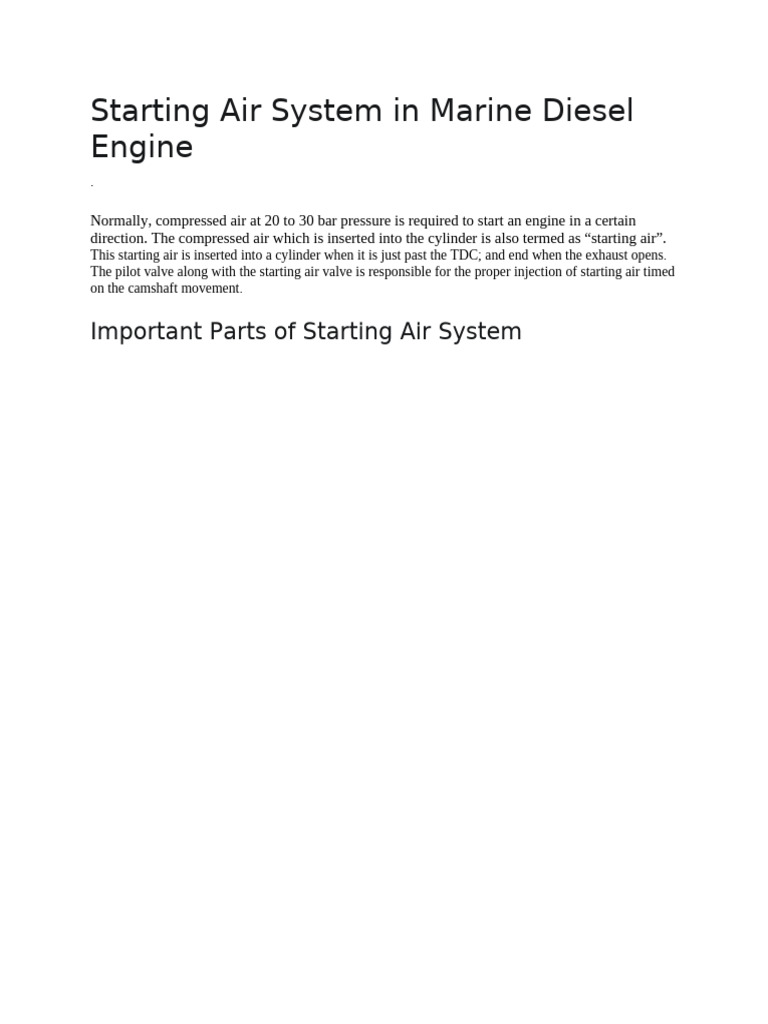 Starting Air System in Marine Diesel Engines | PDF | Diesel Engine | Valve