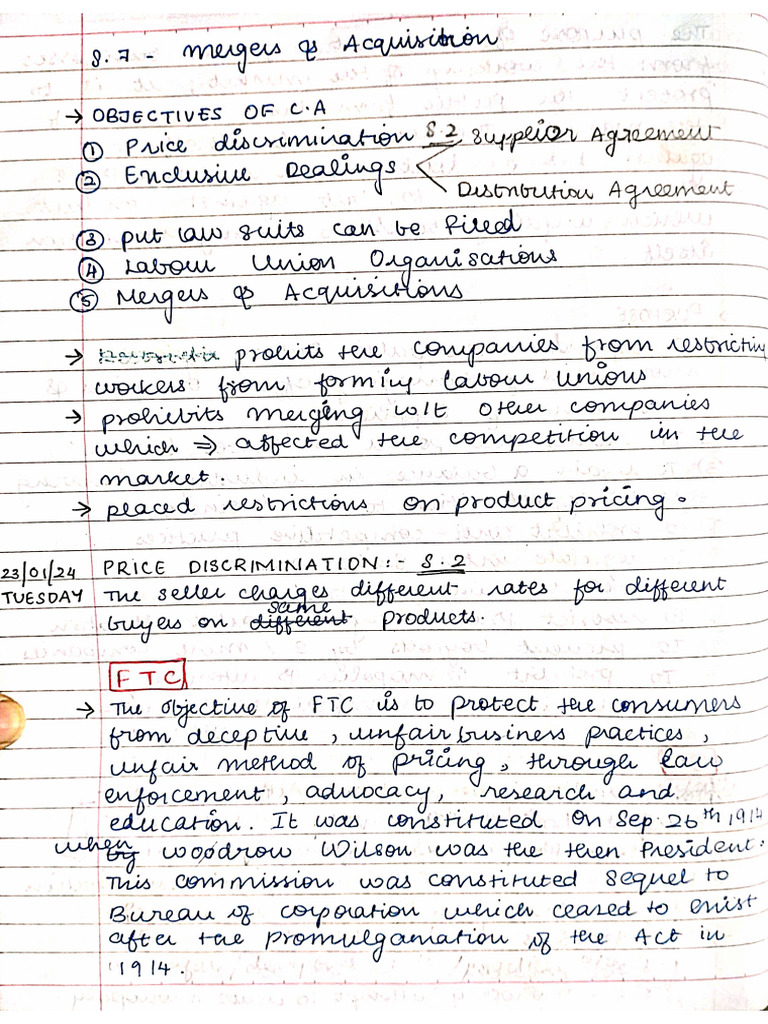 Competition Law Notes - Shreenidhi | PDF