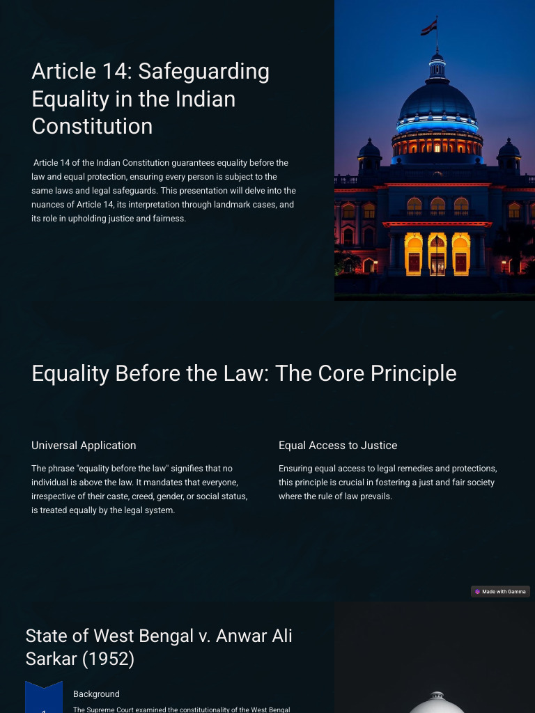 Article 14 Safeguarding Equality in The Indian Constitution | PDF ...