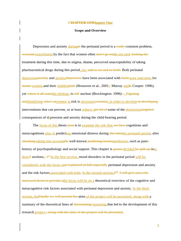 MLA Heavy Developmental Edit Sample | PDF | Postpartum Depression ...