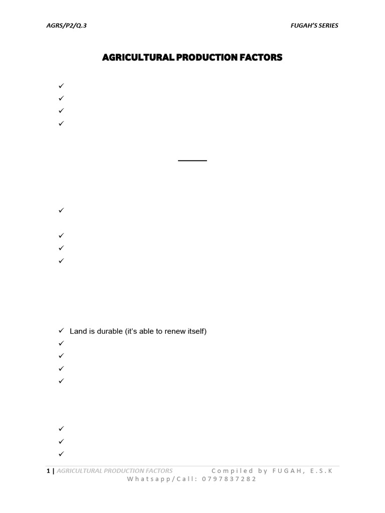 Factors of Agricultural Production Explained | PDF | Employment ...