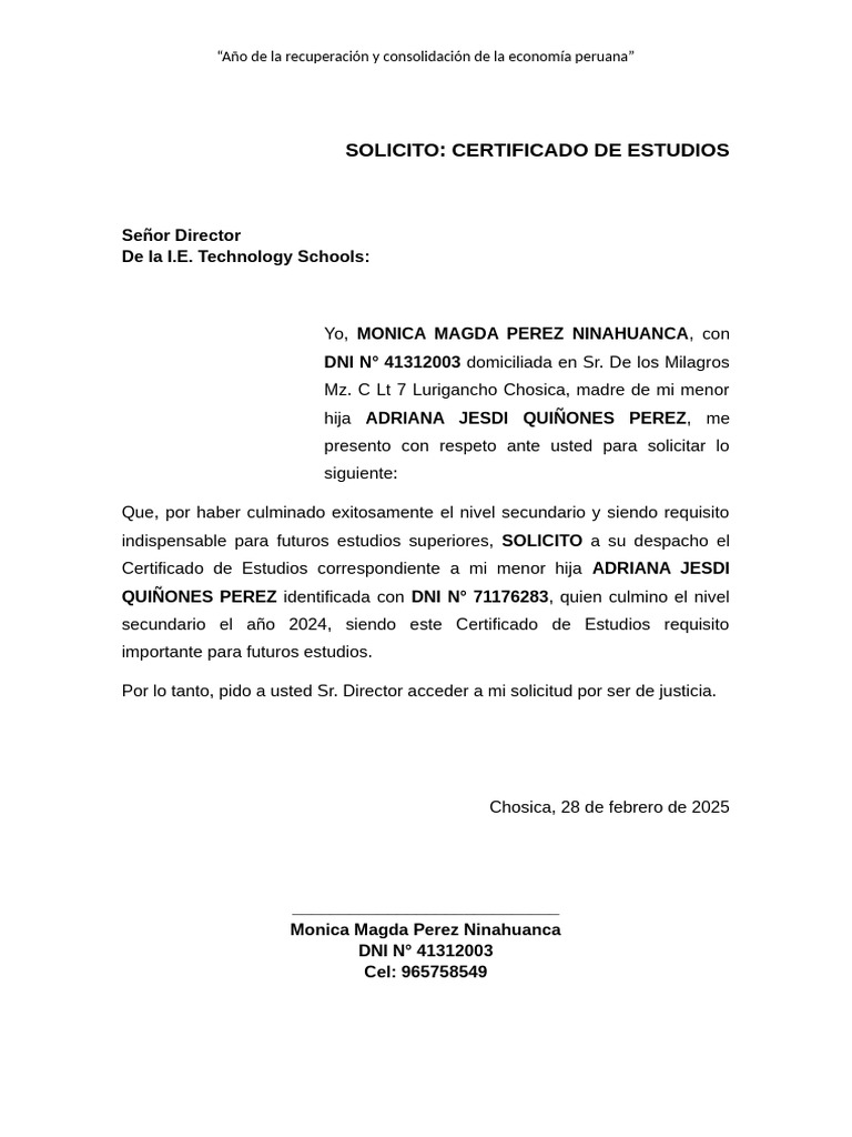 Solicitud Certificado Estudios 2025 | PDF