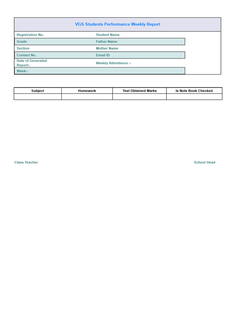 Weekly Report for Parents (1) | PDF