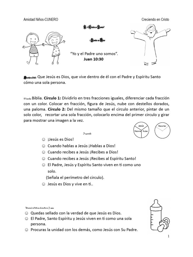 Jesús y Dios: Unidad en la Fe Infantil | PDF | Jesús | Mesianismo cristiano