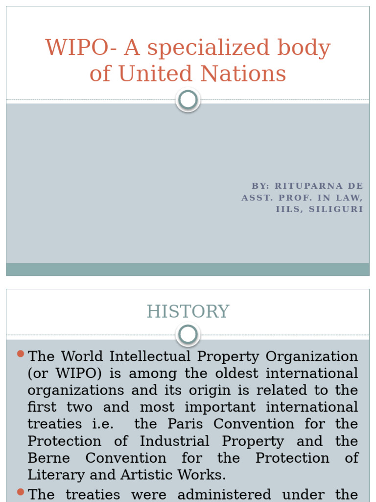 Understanding WIPO's Role and History | PDF | World Intellectual ...
