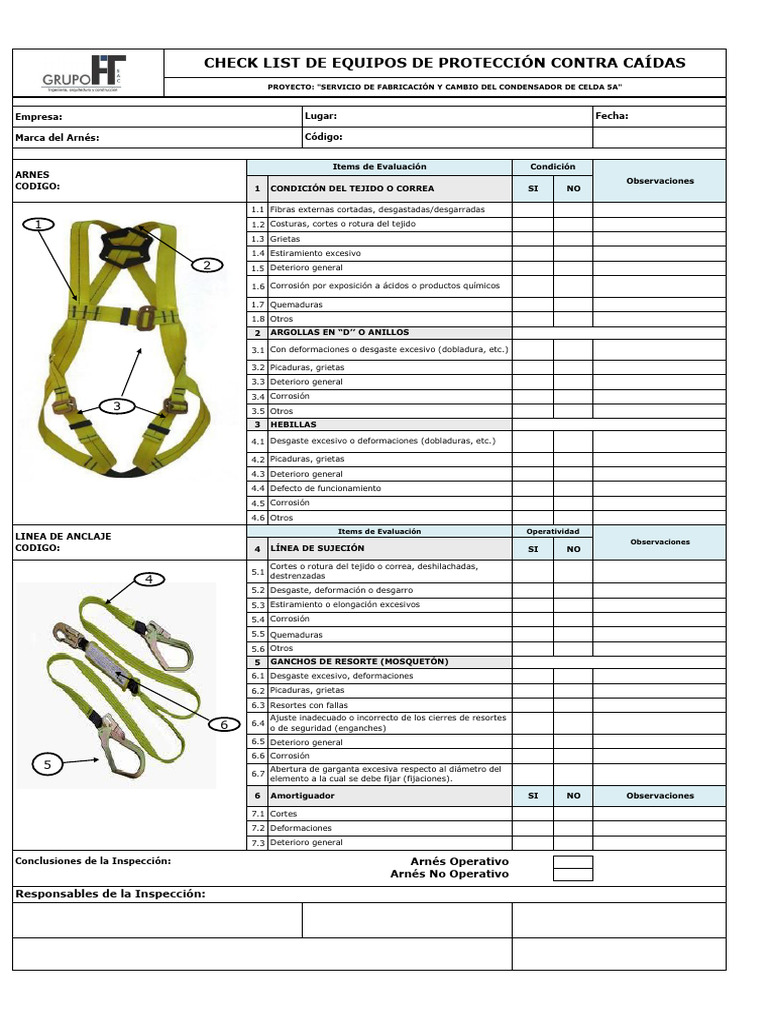 Inspección de Equipos de Protección Caídas | PDF