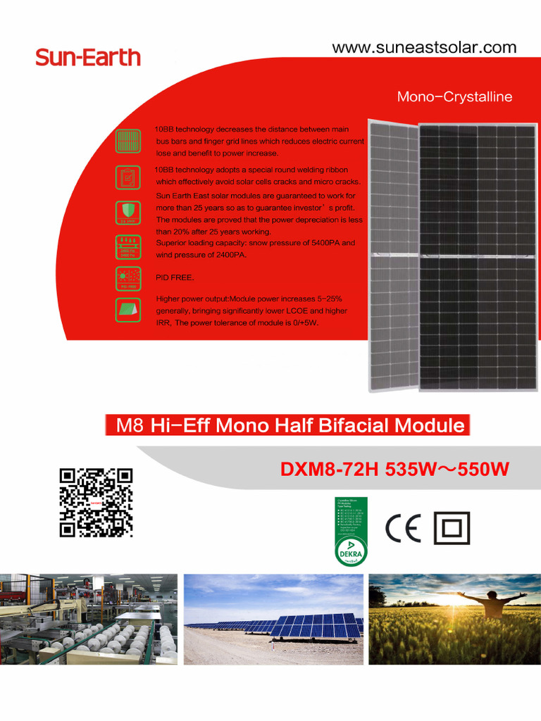 Sun Earth East Solar Module Datasheet DXM8-72H en 2022.03(535-550W 35 ...