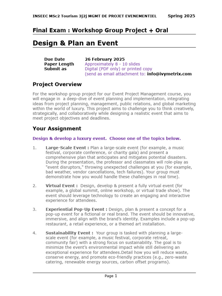 Workshop Project - Projet Evenementiel - 26 Feb 2025 | PDF | Team ...