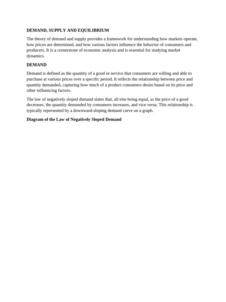 Demand, Supply and Equilibrium | PDF | Demand | Supply (Economics)