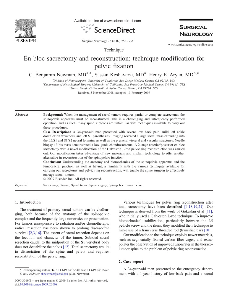 En Bloc Sacrectomy Technique Modification | PDF | Pelvis | Vertebra