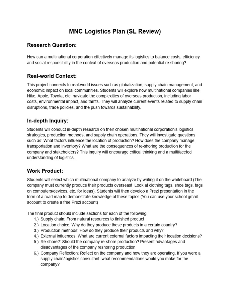 MNC Logistics Strategy Analysis | PDF | Logistics | Supply Chain