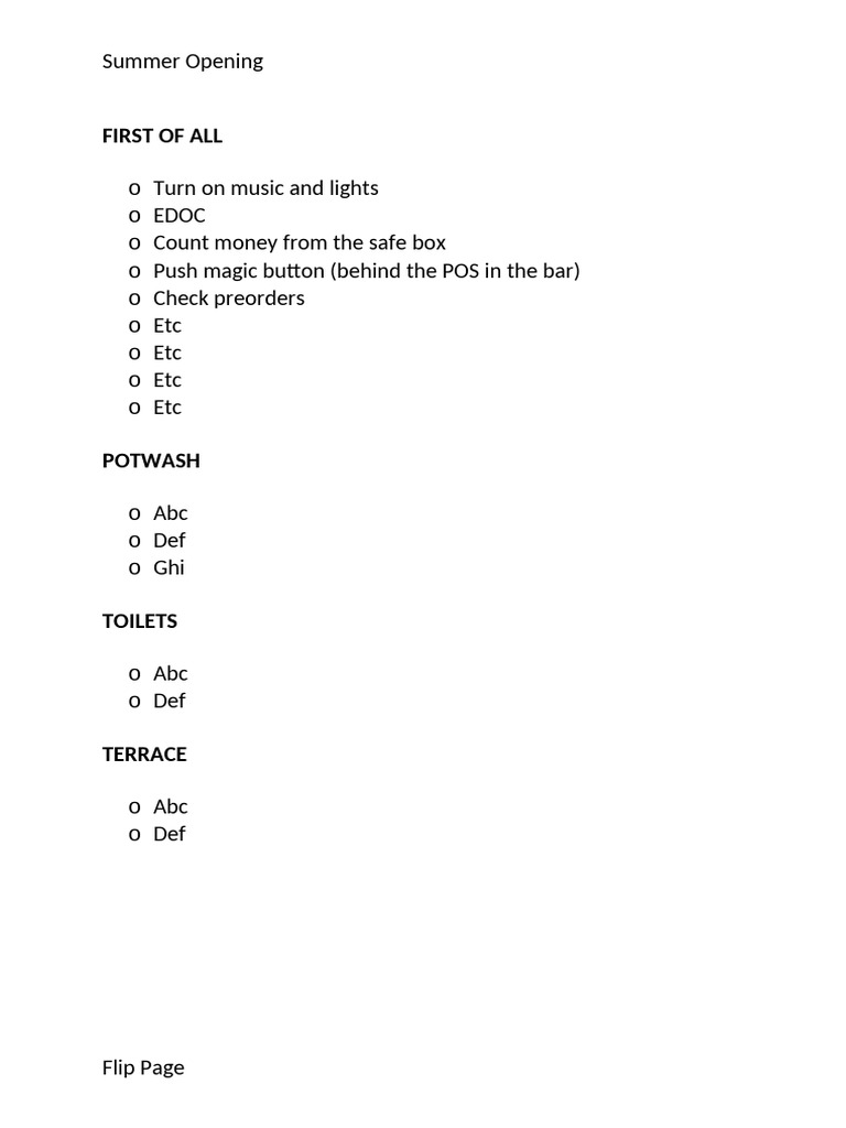 Summer Opening Checklist Guide | PDF