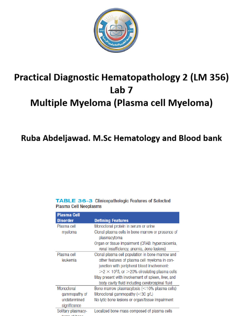 Lab 7 Plasma Cell Myeloma | PDF