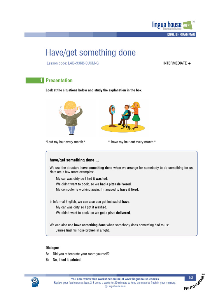 English Grammar: Have/Get Something Done | PDF