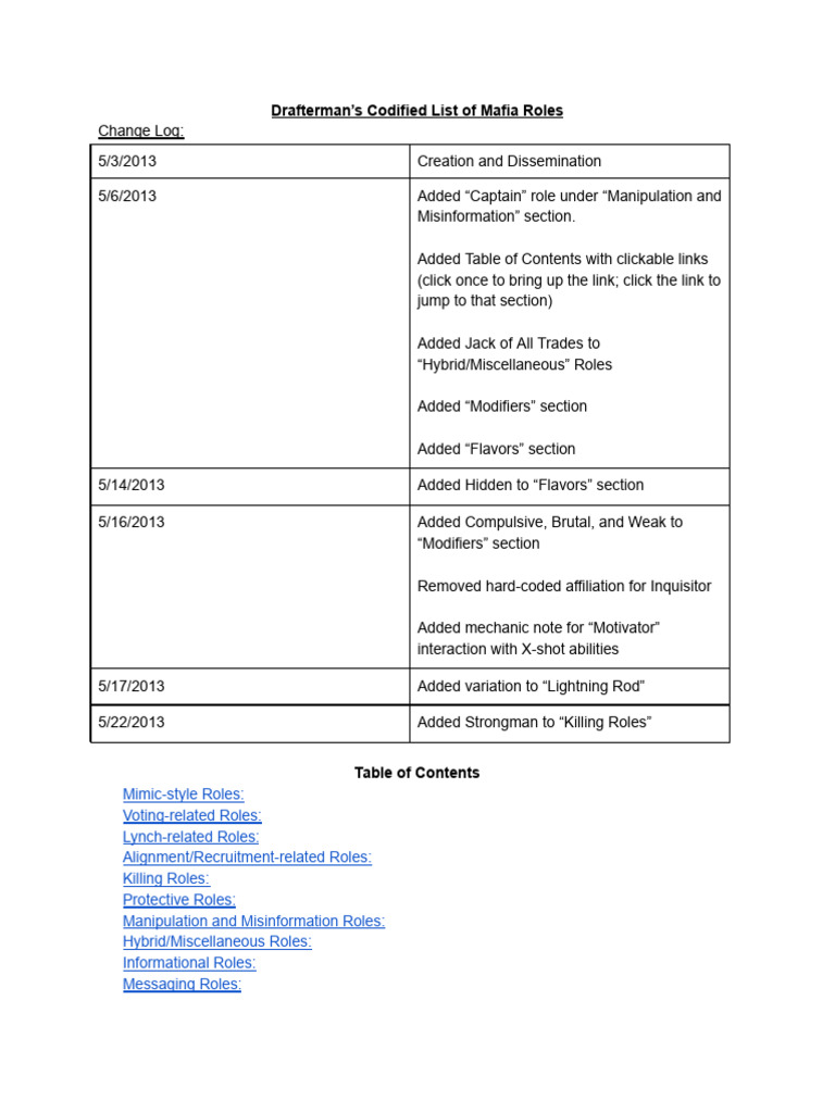 Comprehensive Mafia Roles Guide | PDF