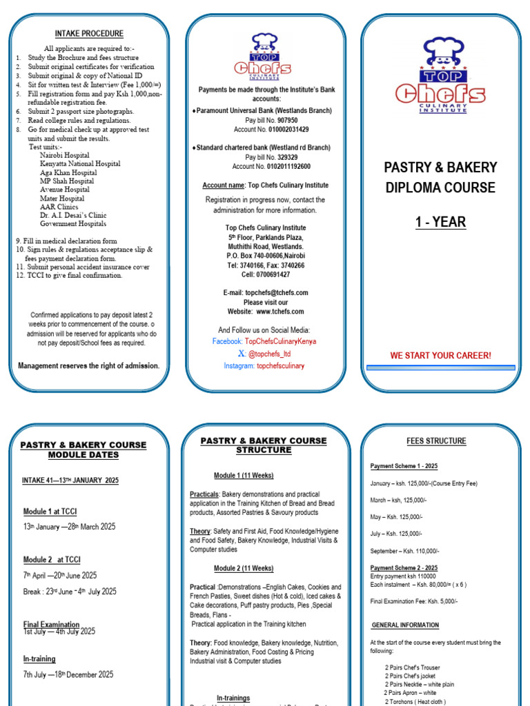 Pastry & Bakery Course Fees 2025 | PDF | Cuisine | Foods