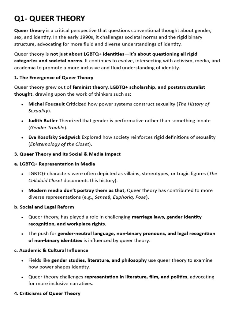 Understanding Queer Theory and Gender Representation | PDF | Queer ...