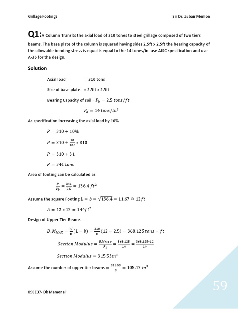 Grillage Footing Design and Analysis | PDF | Bending | Beam (Structure)