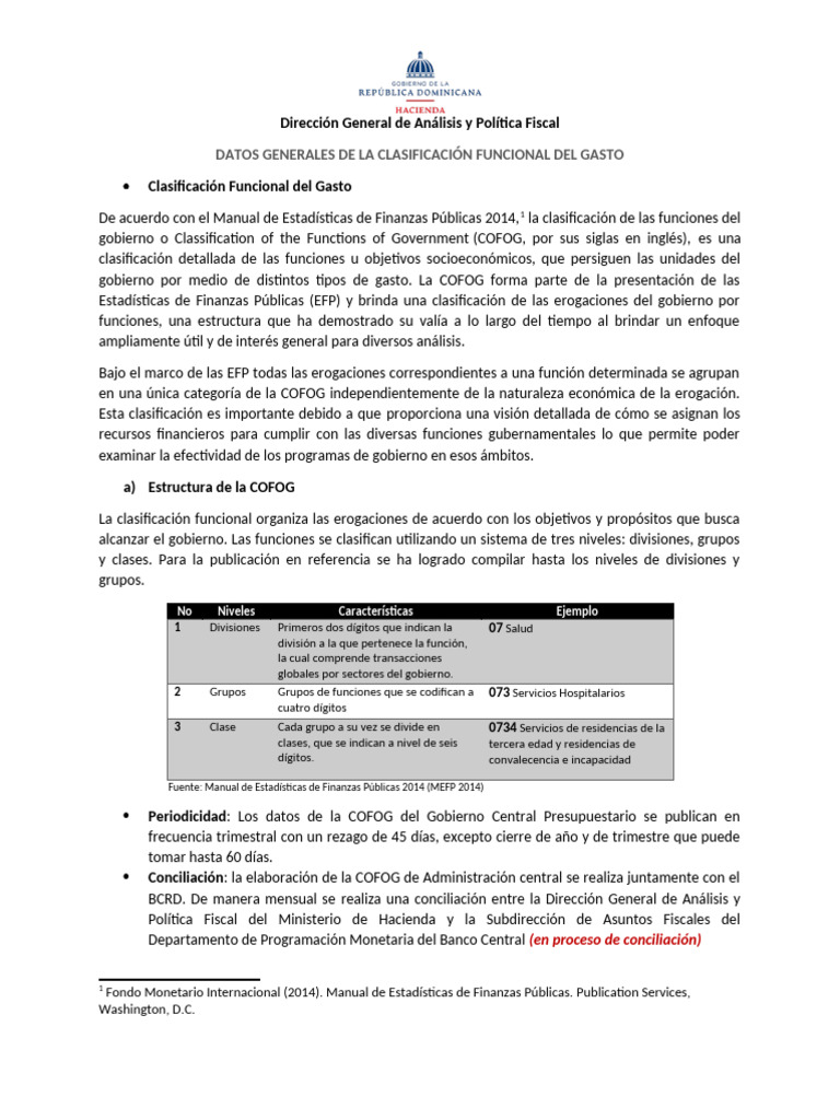 Clasificación Funcional del Gasto Público | PDF | Interés | Estadísticas