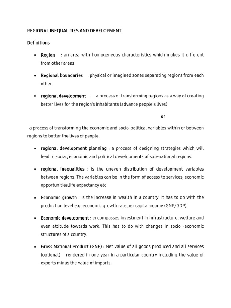 Regional Inequalities and Development Factors | PDF | Balance Of Trade ...