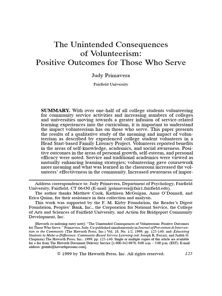Article 3 - The Unintended Consequences of Volunteerism | PDF ...