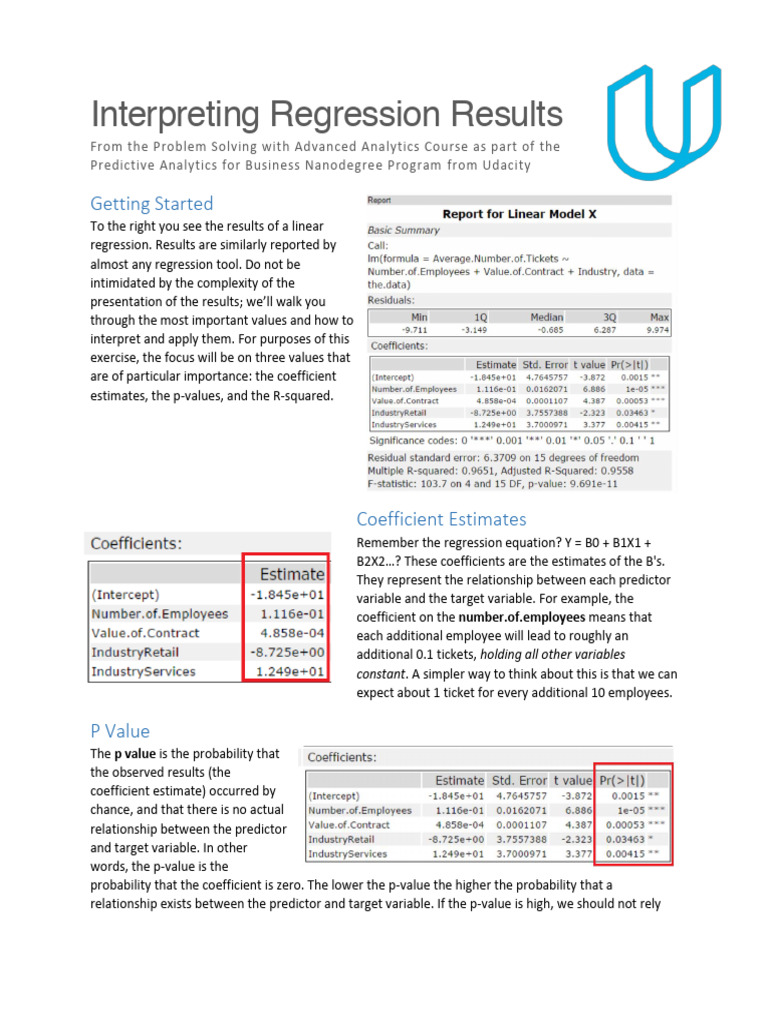 Interpreting Regression Results | PDF | Coefficient Of Determination ...