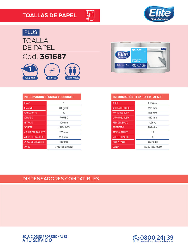 Papel Toalla Rollo Plus Una Hoja Blanco | PDF