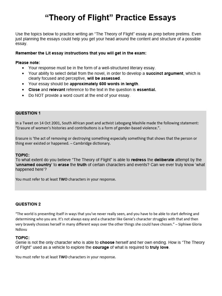 Practice Essays on Theory of Flight | PDF | Essays
