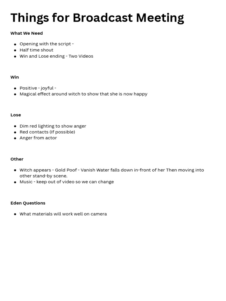 Questions and Things For Broadcast | PDF