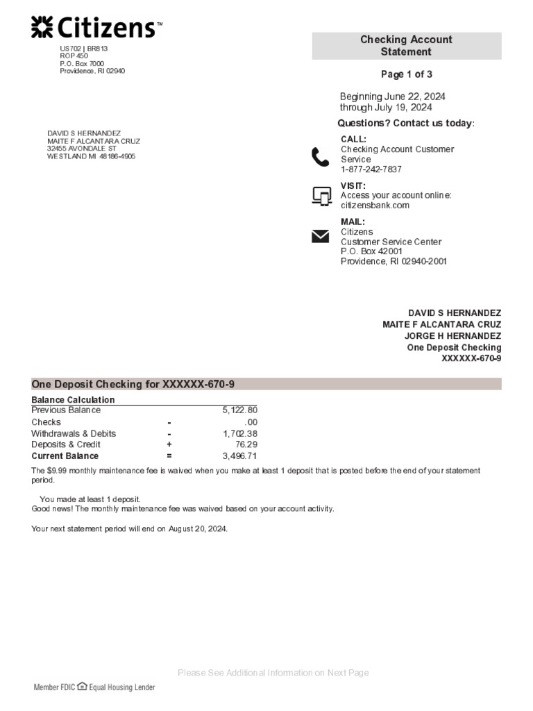 STATEMENTS, July2024 6709 | PDF | Credit Card | Overdraft