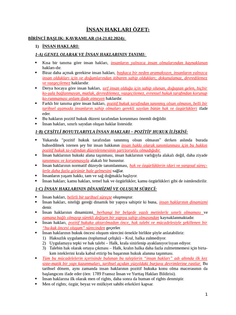 İnsan Haklari Özet | PDF