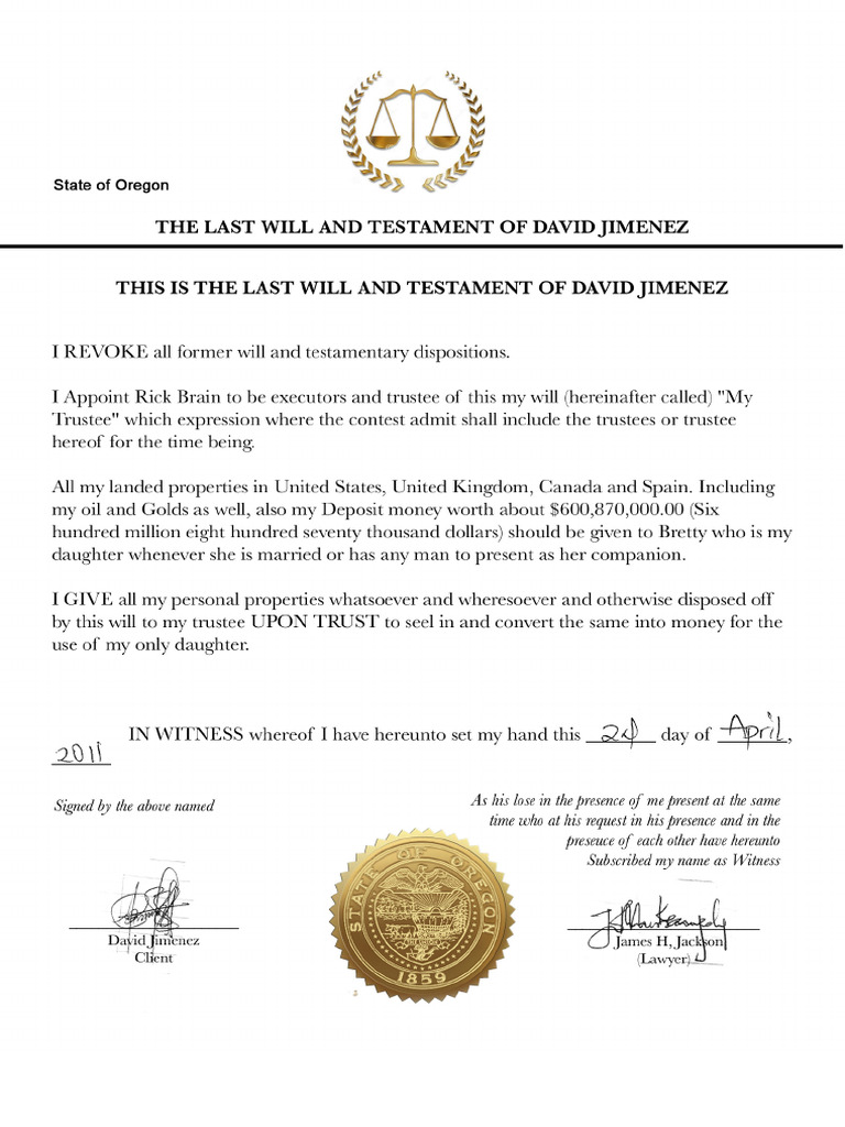 The Last Will and Testament | PDF