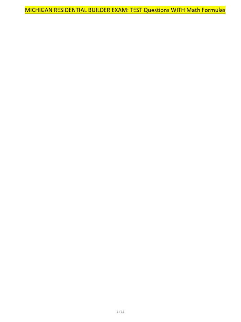 Michigan Builder Exam: Test Questions & Math | PDF | Framing ...