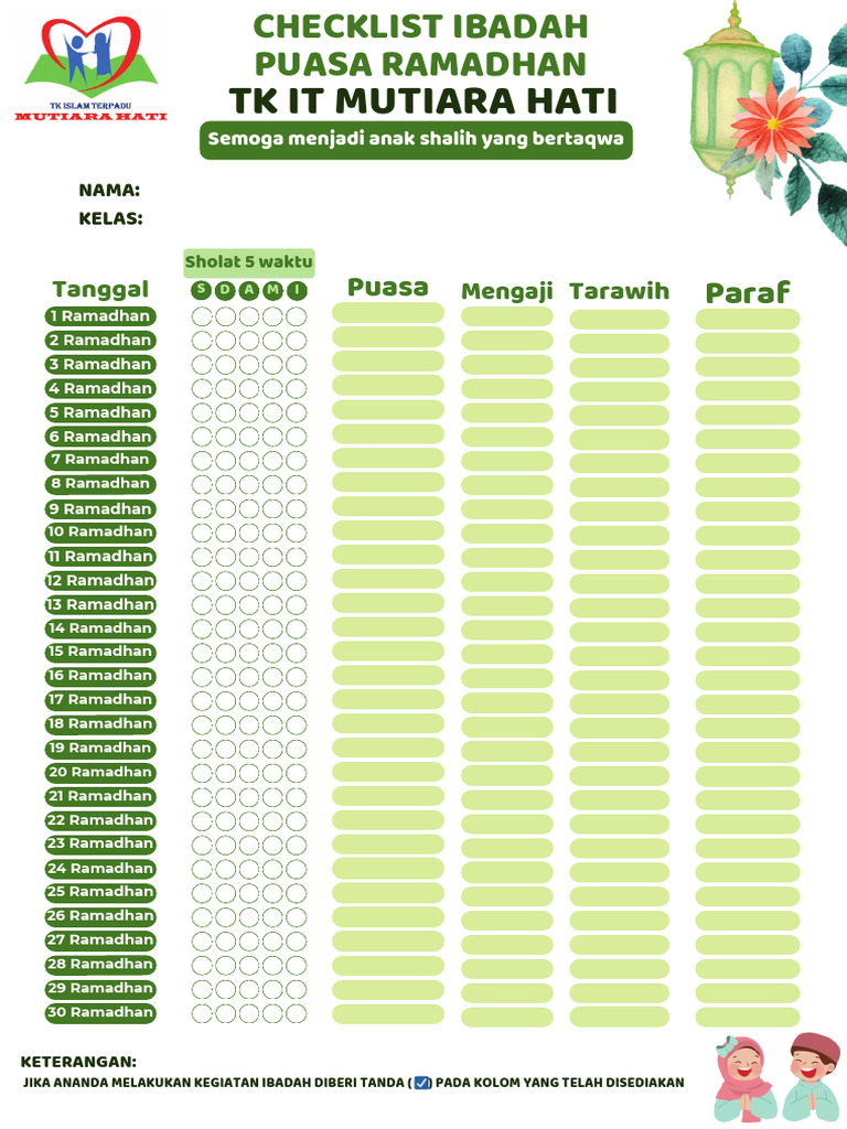 Hijau Berwarna Floral Checklist Bulan Ramadhan_20250214_092151_0000 | PDF