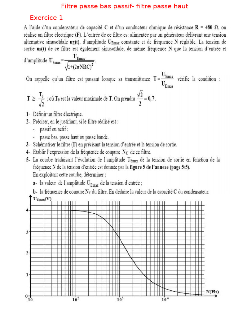 Serie Etude Filtre Passe Bas Passif | PDF