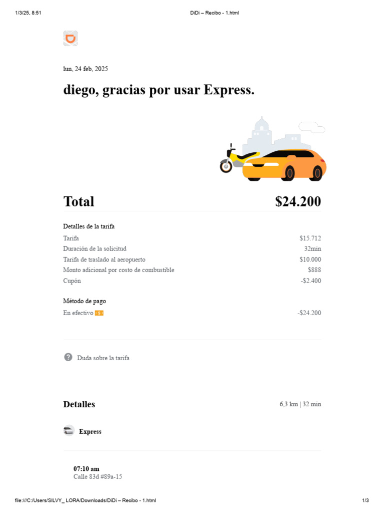 Recibo de DiDi - Febrero 2025 | PDF