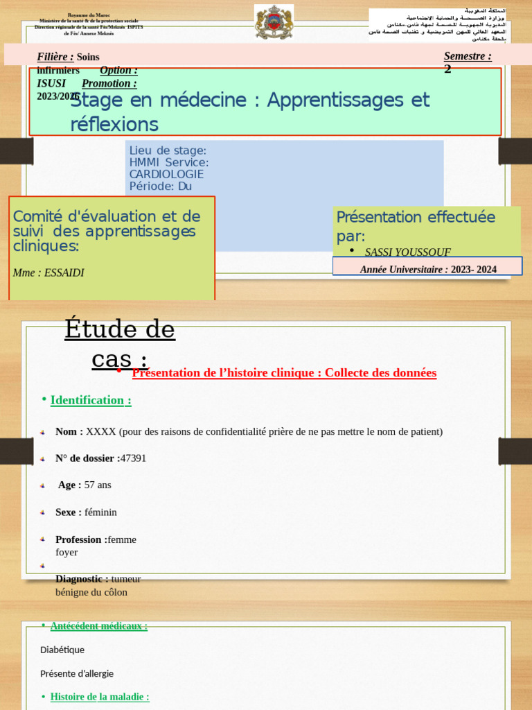 Stage en cardiologie : Étude de cas clinique | PDF | Cardiologie ...