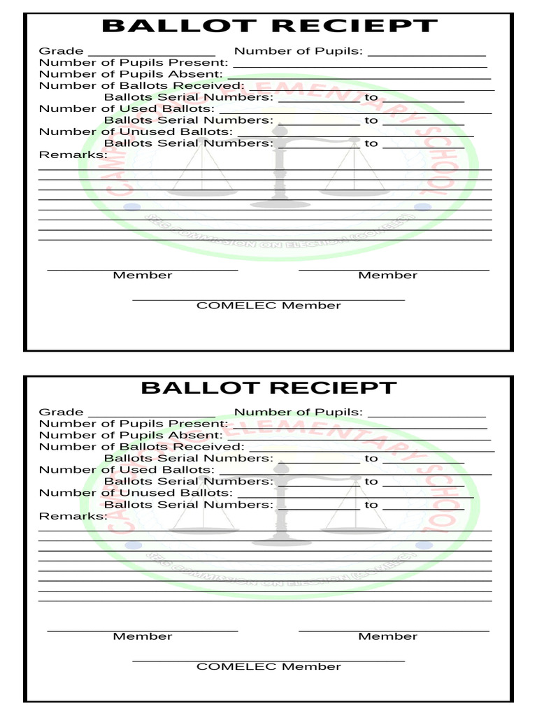 Ballot Receipt for SELG Voting | PDF