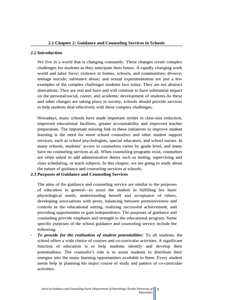 School Guidance and Counseling Services | PDF | School Counselor ...