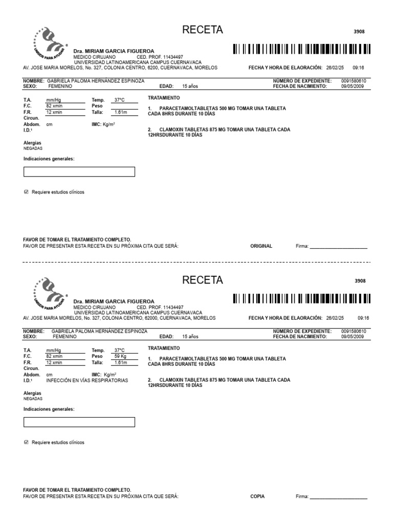 Receta médica editable para tratamiento | PDF
