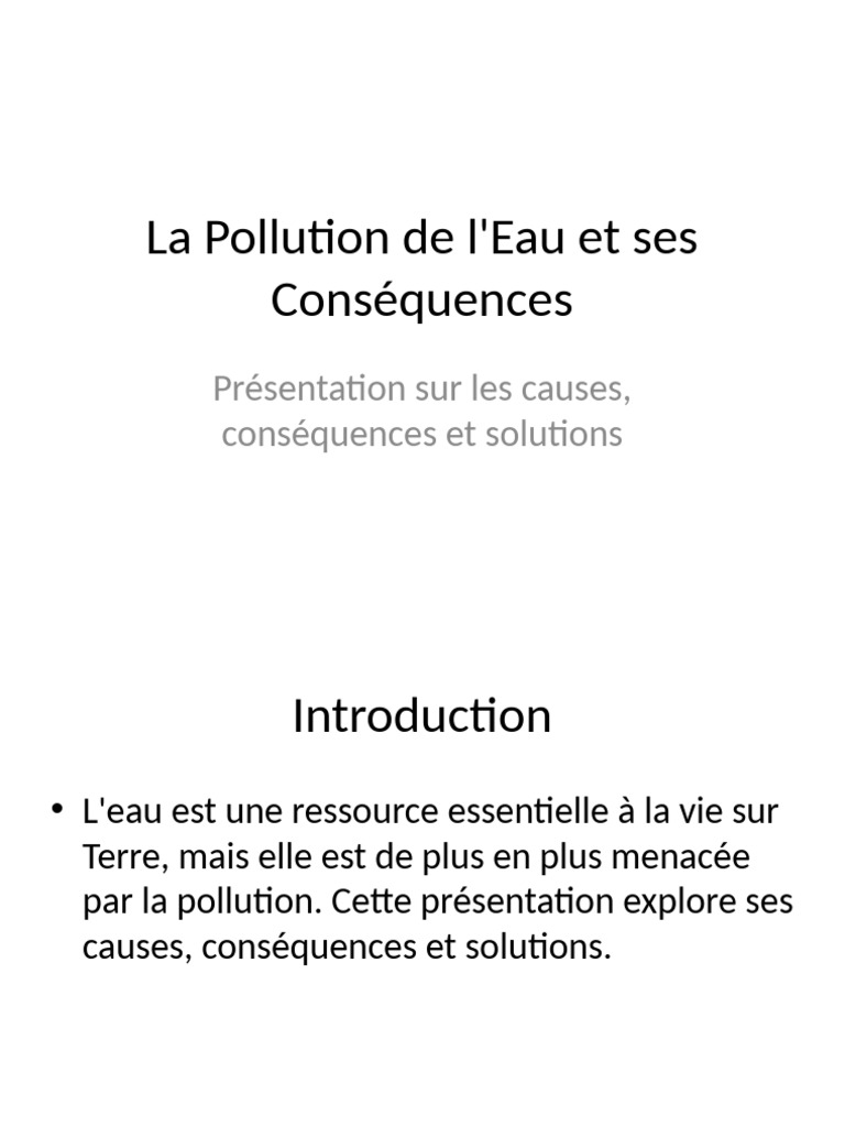 Pollution de l'Eau : Causes et Solutions | PDF