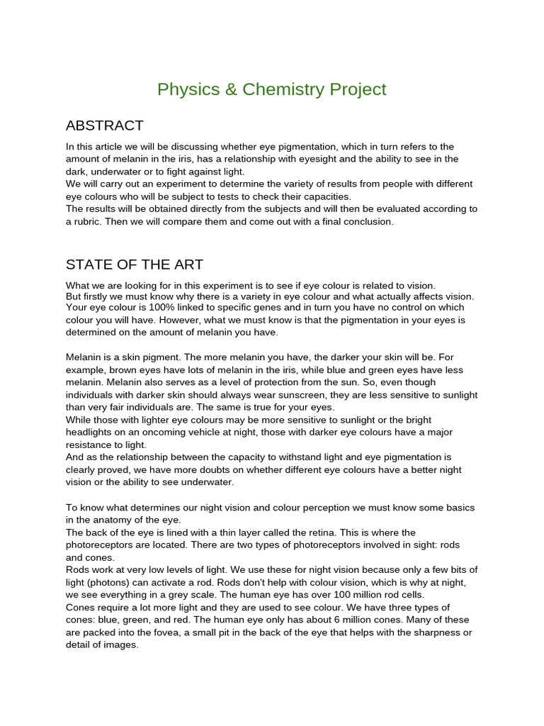 Eye Color and Vision Study Results | PDF | Eye Color | Eye