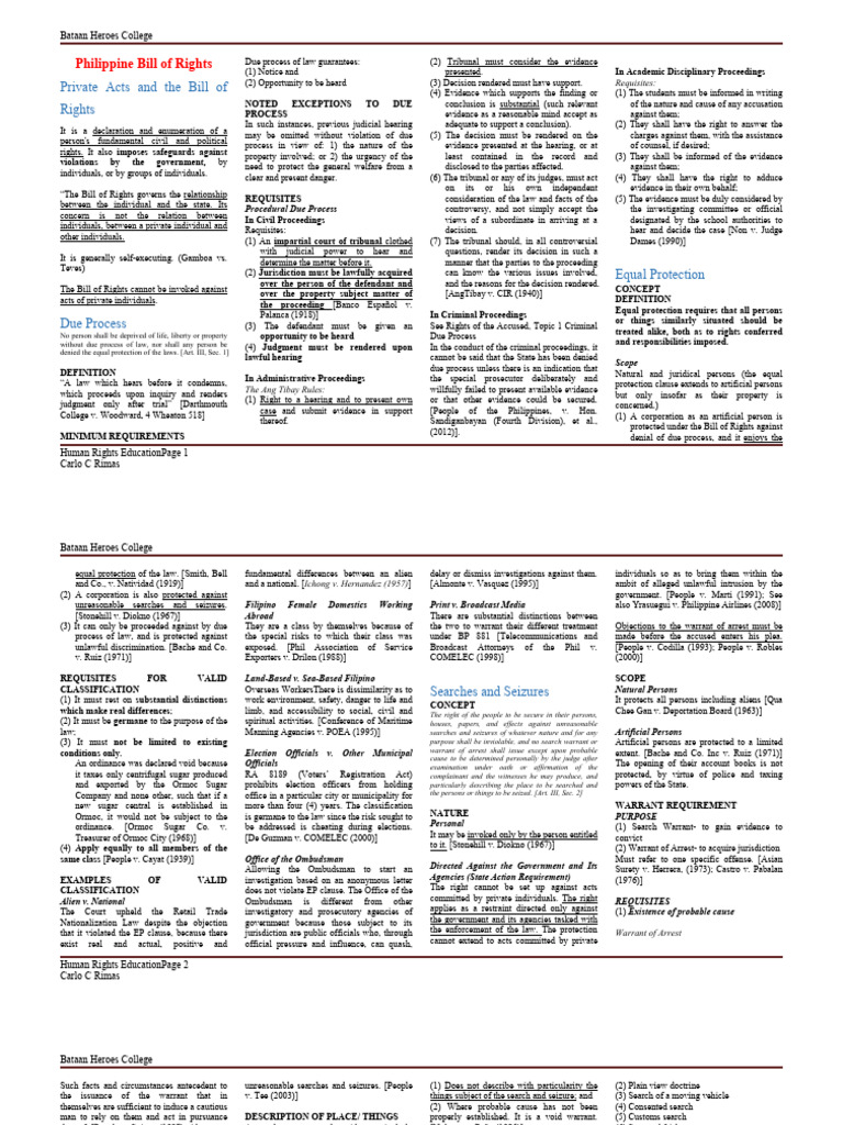 Philippine Bill of Rights Overview | PDF | Search Warrant | Search And ...