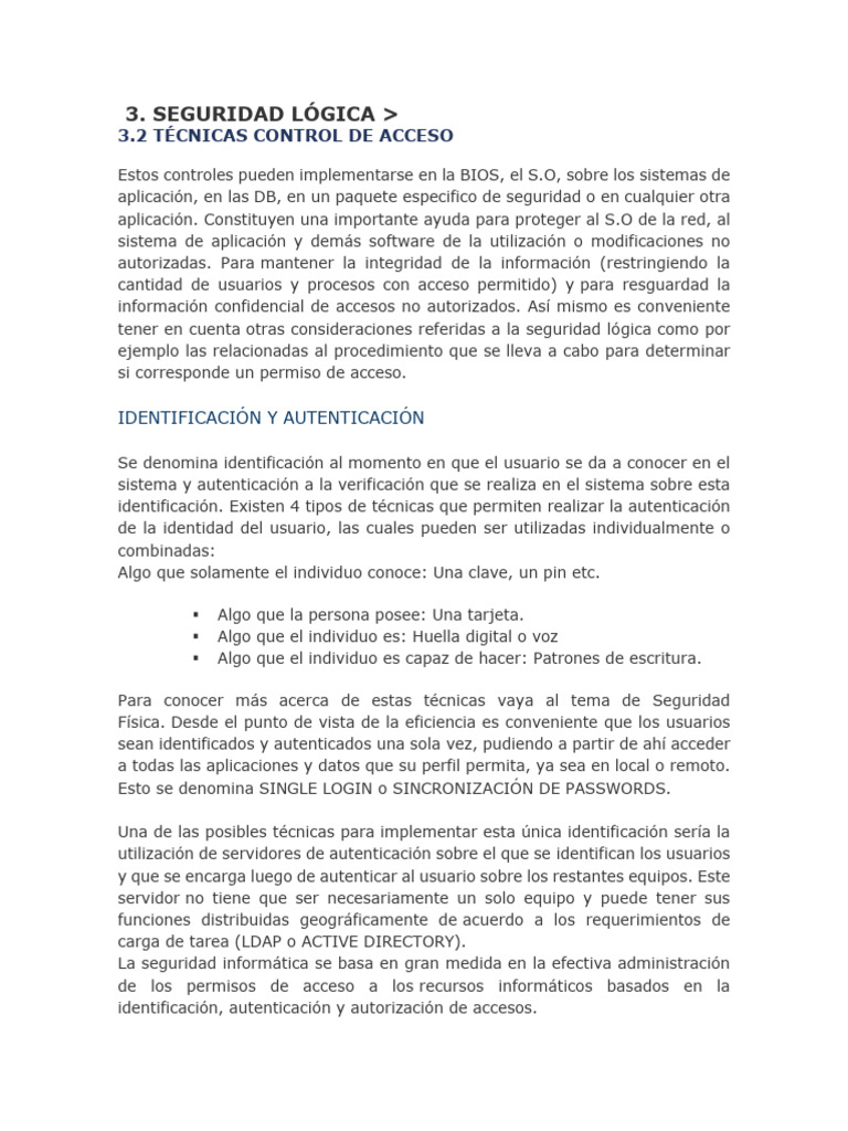 Técnicas de Control de Acceso en Seguridad | PDF | Contraseña ...